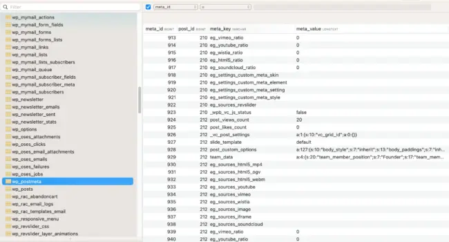 The wp_postmeta table