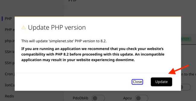 update php version